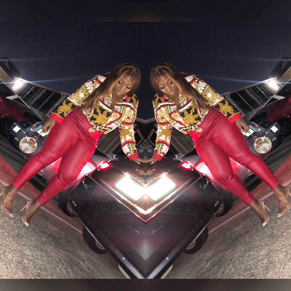 Red Faux Leather Pant